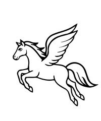 Vector image of a silhouette of a mythical creature of pegasus on a white background.