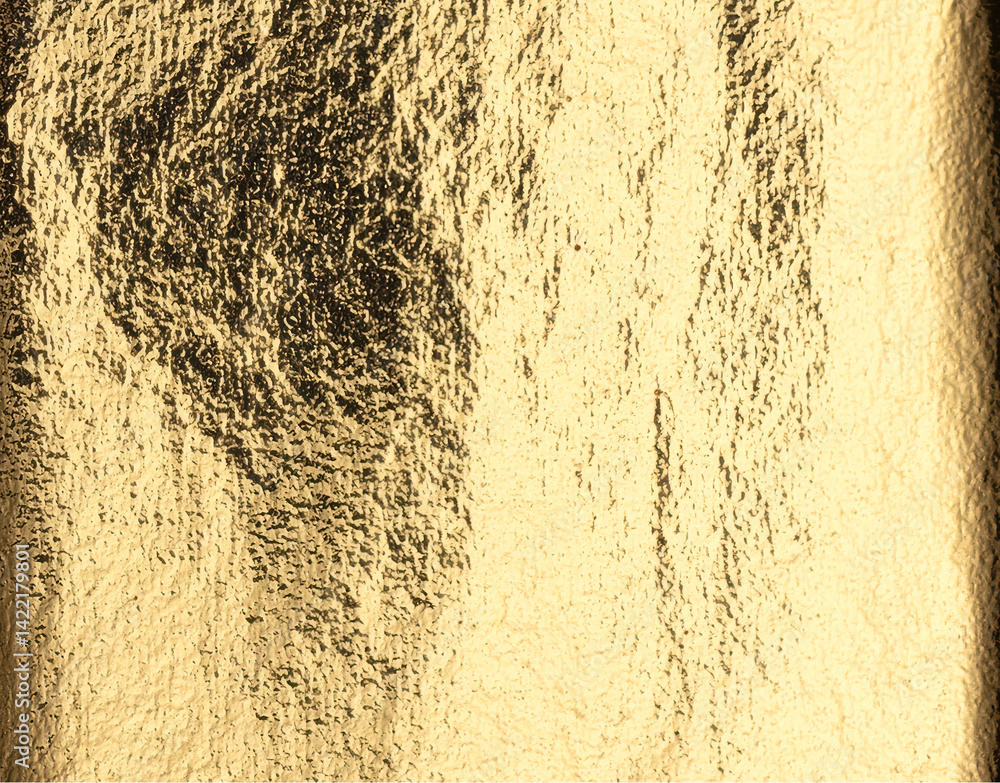 Poster gold metallic foil background. shiny golden texture with reflective light, distressed finish, and el