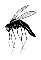 Dead mosquito black and white illustration. Suitable for the design of malaria mosquito repellent. Painted mosquito. Crushed insect