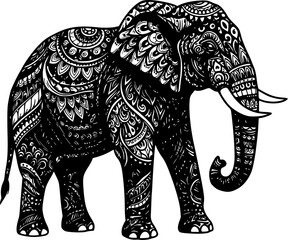 Fototapeta premium Elephant vector, mandala line art illustration