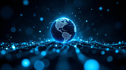 Obraz premium Illuminated Earth with Digital Connections