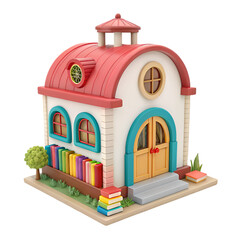 3d library on transparent background, 3d library icon