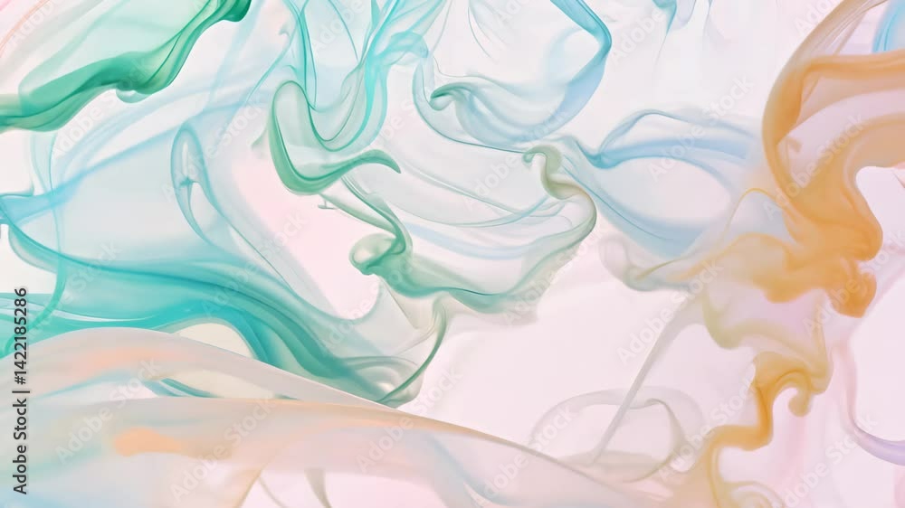 Poster ethereal fluid background animation with gentle pastel shades and dynamic textures