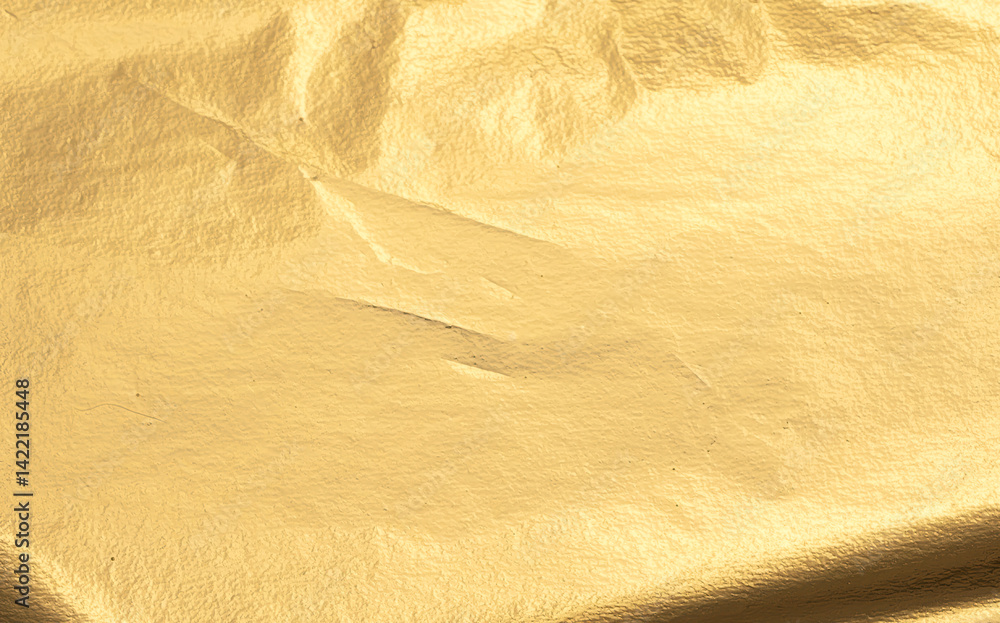 Leinwandbilder gold metallic foil texture with a smooth, creased surface. shiny, reflective material in warm yellow