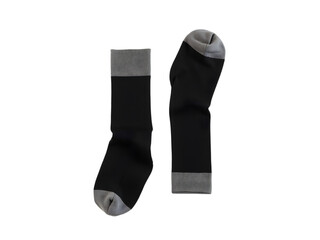 Black Crew Socks: Men's & Women's Thermal Winter Warm Wool Blend Socks - Grey Cuff Detail on white background