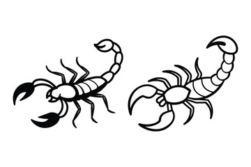 Set of scorpion line art vector illustration