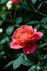 there is a rose that is blooming in the garden