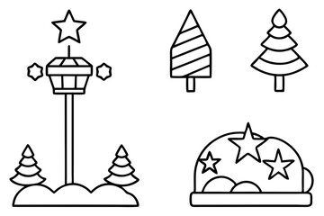 Holiday Signpost Line Art Collection