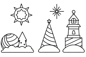 Holiday Signpost Line Art Collection