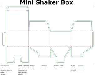 Mini Shaker Box Diecut Template Packaging Design for Vector Blueprint Production