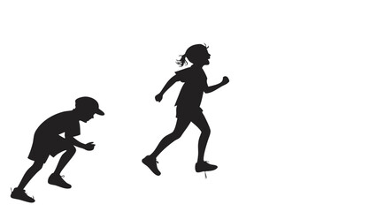 Vector Silhouettes of Kids Playing and Running Outdoors A Dynamic Representation of Childhood Fun, Freedom, and Energy