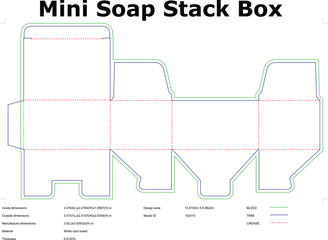 Mini soap stack box packaging die cut template vector layout design for cardboard