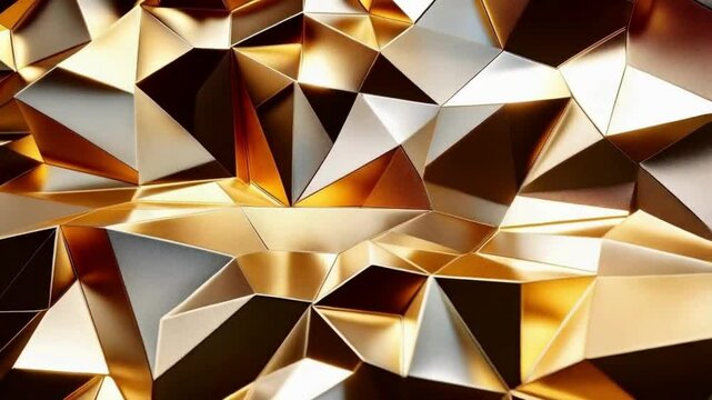 Abstract Gold and Silver Geometric Pattern Luxurious 3D Triangular Texture