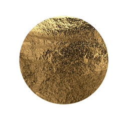 Fototapeta premium Golden circular shape with a metallic, glossy surface creates a sleek, modern design. Pearlescent gleam and reflective finish add a royal, decorative touch, perfect for premium decor and geometric.