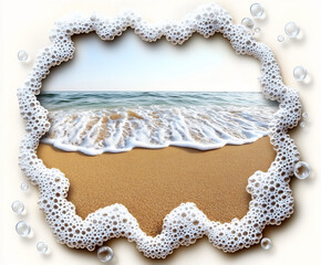 seafoam bubbles delicate border ocean beach