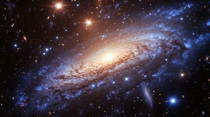 Fototapeta premium Spiral Galaxy, cosmic dust, stars, deep space, background; astronomy education