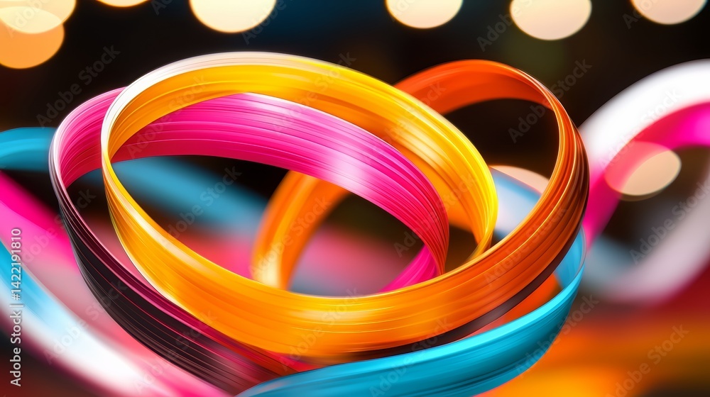 Aufkleber colorful ribbon is shown in a circular shape. the ribbon is made up of different colors, including r