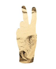 Golden foil hand gesture in a 
