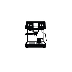 Coffee machine silhouette on white background