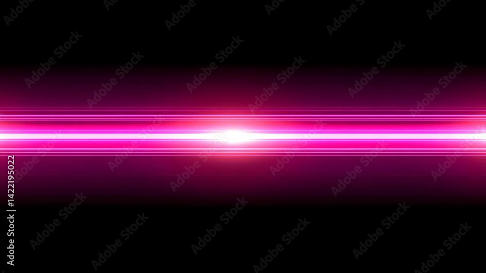 Poster bright horizontal pink light streaks on black background create visual effect and intense focal poin