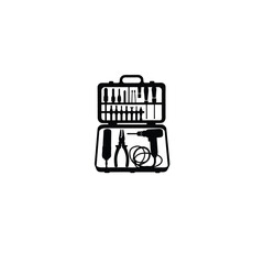 Electrical tool box silhouette on white background