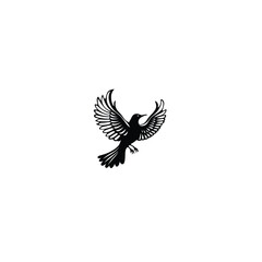 Lark bird silhouette on white background