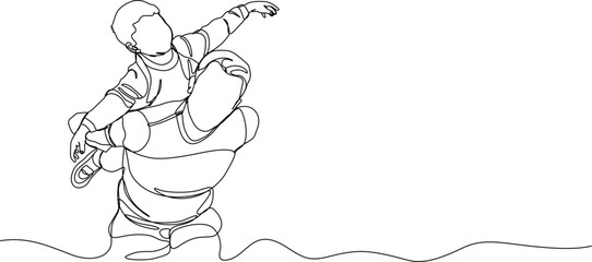 Continuous single line drawing of father and son line art vector illustration. Father and son one line art template. Father and son line art drawing. Happy father's day concept line art.