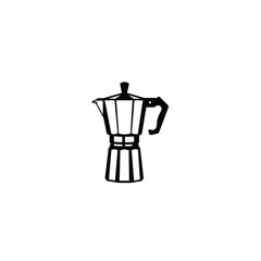 Moka potfull silhouette on white background
