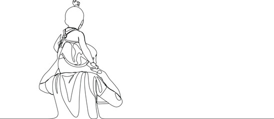 Continuous single line drawing of father and daughter line art vector illustration. Father and daughter one line art template. Happy father's day concept line art. Father's day concept line art. 