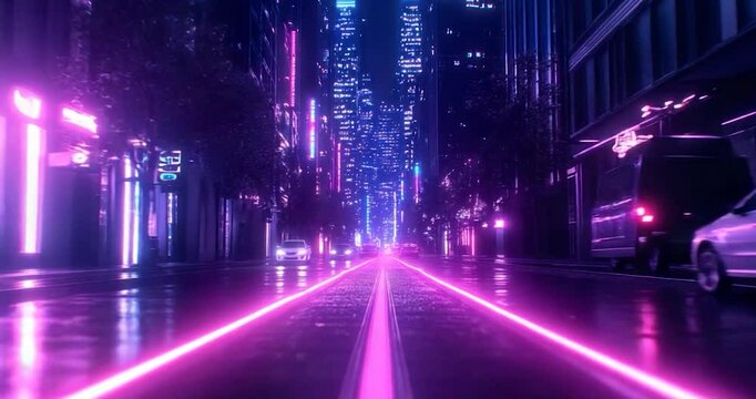 Retro city night neon lights
