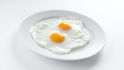 Two Fried Eggs on White Plate