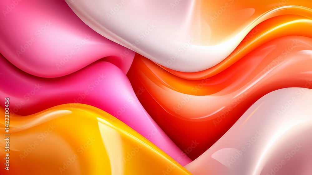 Fototapete colorful, abstract background with a pink and orange wave. the colors are bright and vibrant, creati