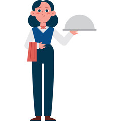 Professional waitress with a tray of drinks and food ready to serve customers