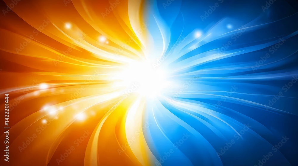 Poster colorful, abstract image of a blue and orange swirl. the blue and orange colors are vibrant and dyna