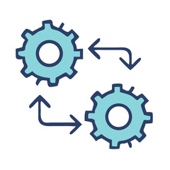  Gear Looped Automation Icon .slow business operations Repeating Task Loop .Development and Integration vector illustration
