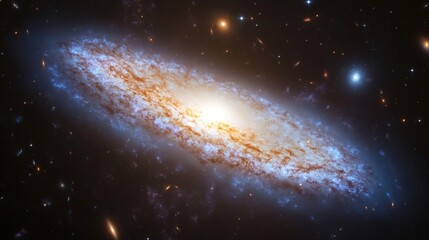 Spiral Galaxy in Deep Space; Stellar Formation, Cosmic Dust; Background Stars; Science Education