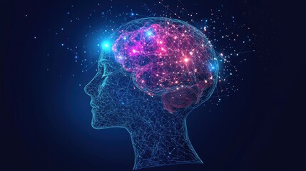 Obraz premium Abstract Representation of Human Brain with Neural Connections