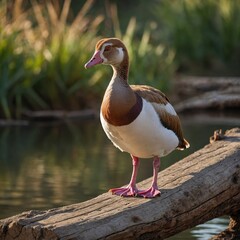 Obraz premium Egyptian Goose bird on piece of wood