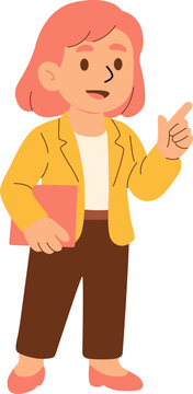 Illustration of a Professional Woman Making a Point With Document in Hand