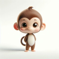 Obraz premium Adorable 3D Baby Monkey Character with Big Eyes and Cute Smile