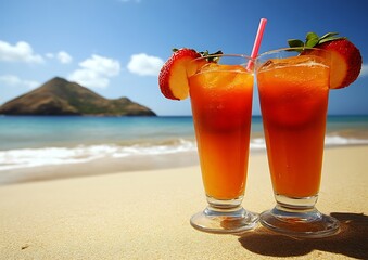 Beach Drinks on Sand, Ocean View