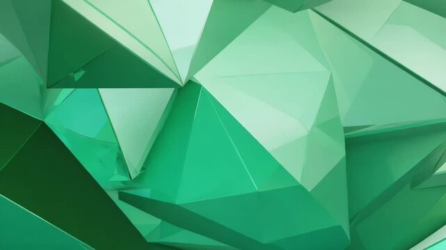 Vibrant Emerald Green Polygonal Background Animation with Angular Shapes in 4K Seamless Loop