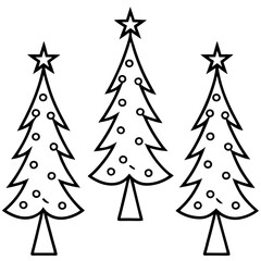Obraz premium Minimalist Christmas Tree Line Art Vector set