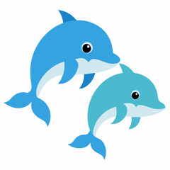 Obraz premium two dolphin vector 