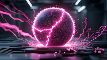 A futuristic sphere pulses with energy. It could represent data processing an energy core or advanced technology. Use it for sci-fi or tech-related projects.