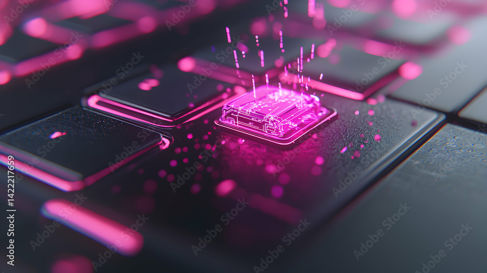 Aufkleber a futuristic digital artwork of a glowing processor emitting energy. suggests advanced technology da
