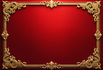 vintage gold frame on white background