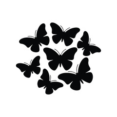 Obraz premium Monarch butterfly silhouettes collection, vector illustration isolated on white background