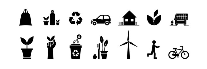 Sustainable Living & Eco Habits Icons