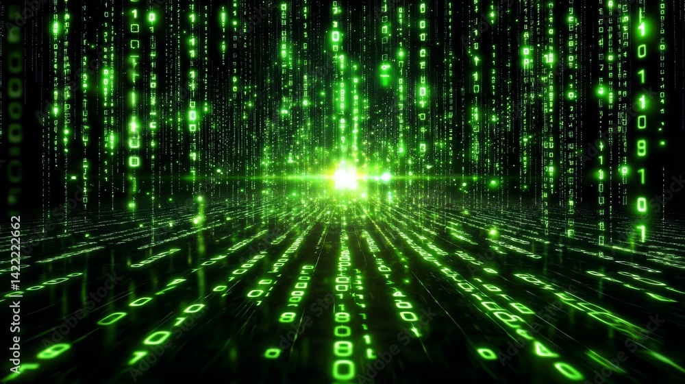 Poster green screen with a lot of numbers and a bright light shining through it. the numbers are all differ